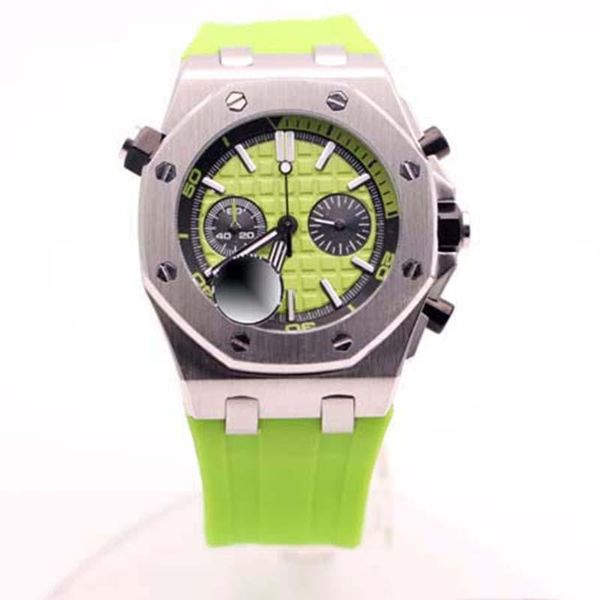 

delivery offshore diver chronograph syellow rubber watches stainless steel case yellow dial 44mm mens wristwatch, Slivery;brown