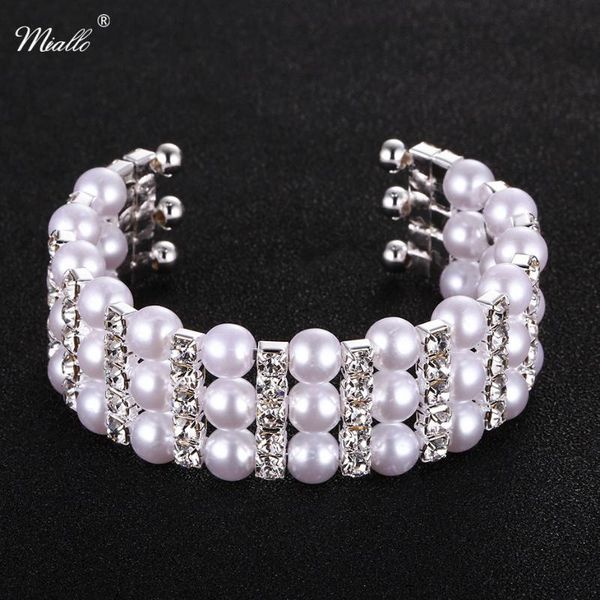 

miallo fashion pearls austrian crystal bracelets & bangles women wedding party jewelry accessories charms, Black