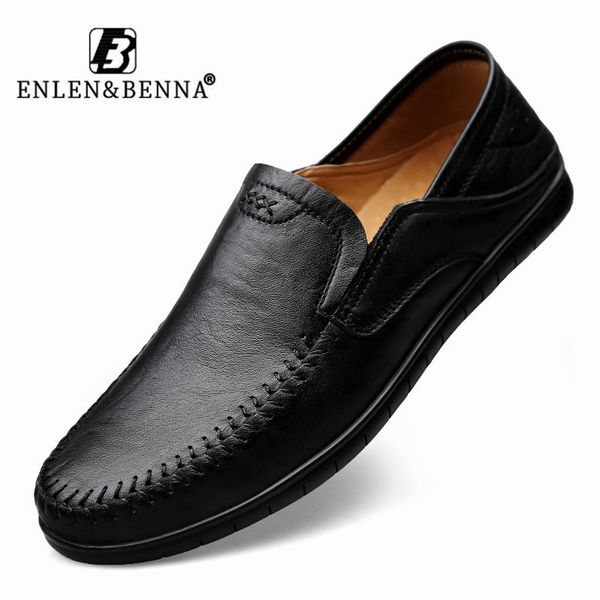 

2020 men leather shoes genuine leather classic black non slip men loafers casual breathable shoes for soft loafers diving