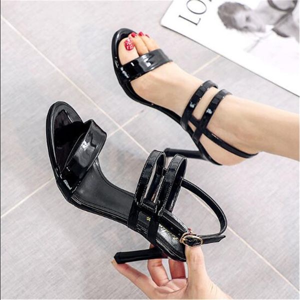 

high-heeled sandals female fairy style 2020 new net red black word with high-heeled shoes women with wildwomens shoes