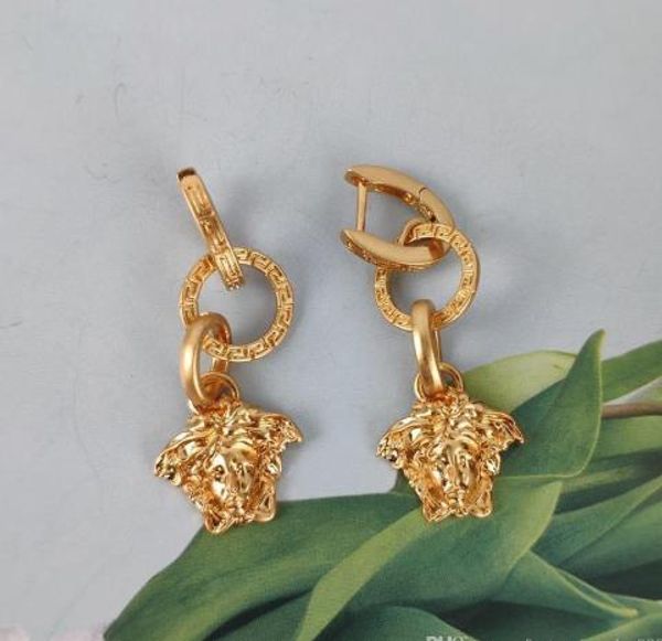 

new luxury design women's earrings jewelry great wall classic head head gold pendant women's fashion earrings, Golden;silver
