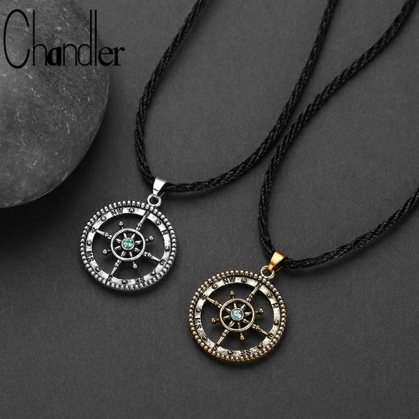 

chandler antique bronze compass necklace rope chain viking choker necklaces for women men nautical graduation gifts, Silver