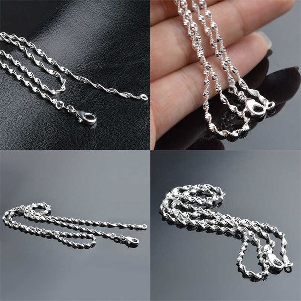 

fashion necklace chain 2mm party rope 16-24" silver plated for women gift