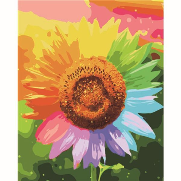 

frameless various sunflower series paint by numbers on canvas for kids 16x20inch oil paintings