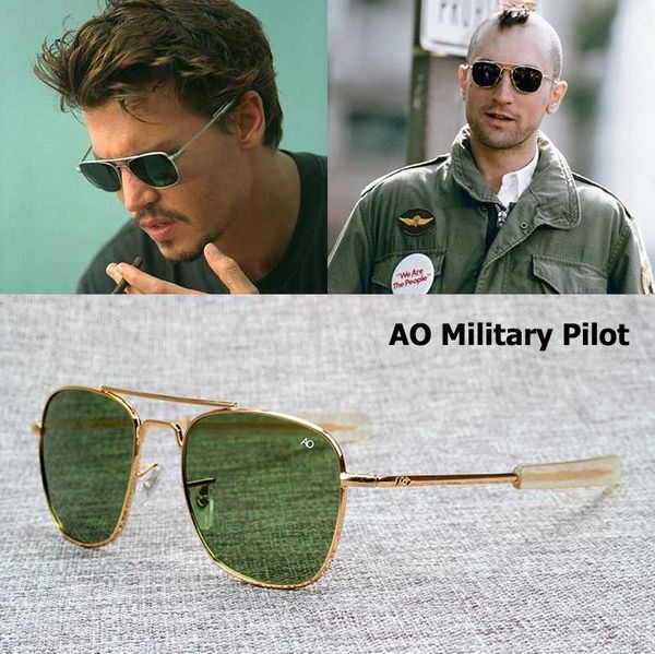 

2020 new fashion army to pilot 52mm sunglasses brand american lens optical glass sunglasses, White;black