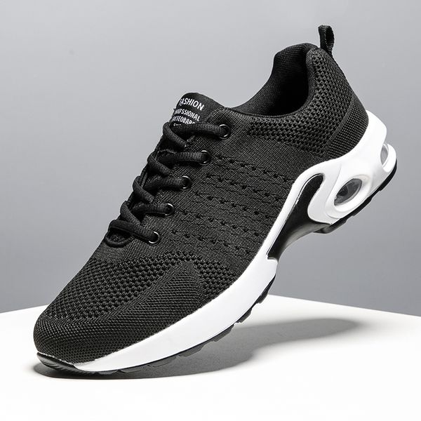 

aircushionmencausalshoeslightweightsneakersmenbreathablemeshwalkingsneakerssummerfashioncomfortablejoggingshoes, Black