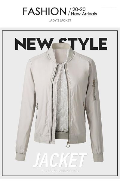 

куртка женская весна осень вскользь пальто женщин свободные baseball uniform stand collar zipper с длинным рукавом, Black;brown