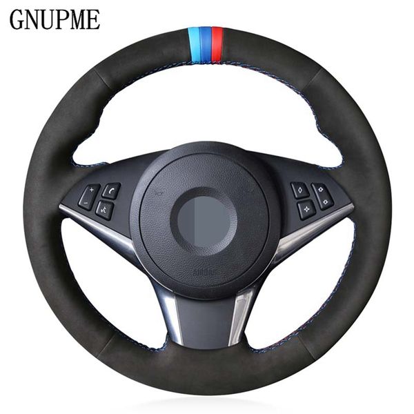 

diy black genuine leather car steering wheel cover for e64 2004-2010 e60 e61 (touring) 530d e63 2003-2010