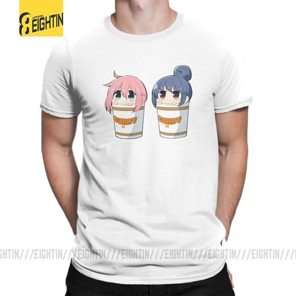 

rin to nadeshiko curry yuru camp tees crew neck men's printed t shirts pure cotton simple style short sleeved t-shirts big size