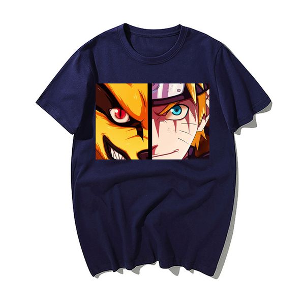

funny japanese anime t shirt naruto kurama face print tshirt men summer cotton short sleeve t-shirt men