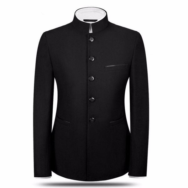 

tpsaade 2 pieces mens suits men's chinese clothing suit jacket collar collar classic suit business formal men's dress jacket, White;black