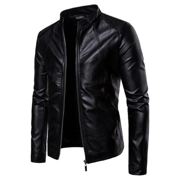 

men's s-lim jacket fashion solid color motorcycle winter jackets chaqueta hombre windproof black leather jacket kurtka, Black;brown