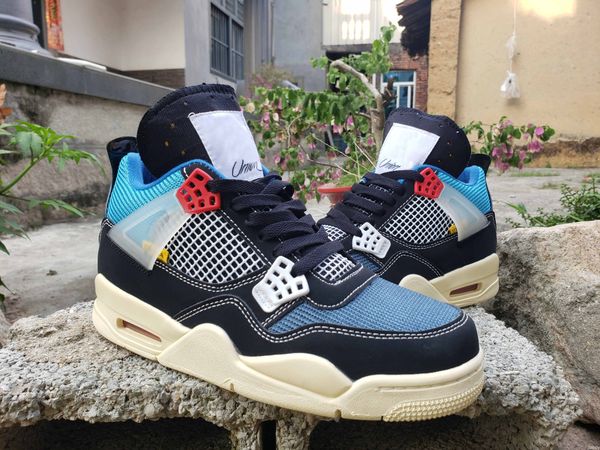 

2020 union jumpman 4s 4 mens boys basketball shoes black blue sports trainers sports sneakers outdoor des chaussures