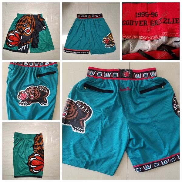 

just don men memphis grizzlies jersey 1995-96 shorts jr morant bibby authentic stitched retro pants classic gym 829, Black;red