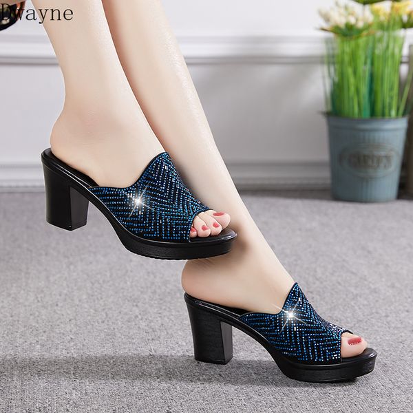 

2020 корейской версии нового лета удобный толстый с диким изнашиваемых тапочки рыбы рот женщин, Black