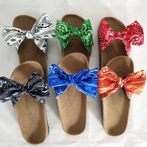 

dropship print women bowknot slippers summer casual beach slip on platform ladies sandals dress party peep toe female sandals, Black
