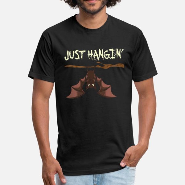 

just hangin funny bat cute goth halloween spooky t shirt men design tee shirt s-3xl anti-wrinkle fashion summer style letters shirt