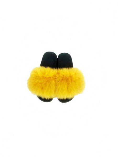 

women winter real fur slides women non-slip fluffy fur slippers furry slippers ladies cute plush hair hot, Black