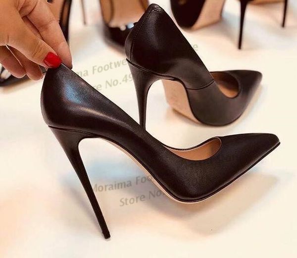 

moraima snc 12/10cm thin heels woman shoes pointed toe stiletto heels fashion shallow party dress shoe black white nude