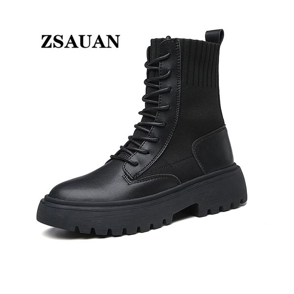 

zsauan women spring high boots fashion ladies fall elevator boots party beautiful girls wedges footwear daily casual, Black