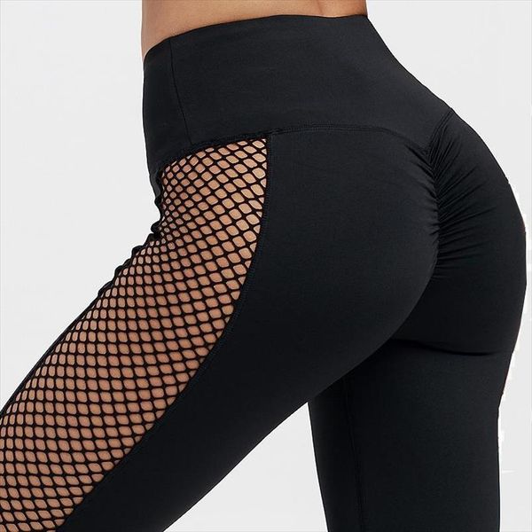 

black high waist leggings women mesh patchwork push up legging fitness pants breathable polyester sport leggins