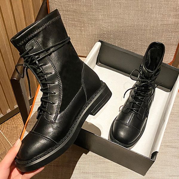 

boots autumn and winter 34-43 ladies plus size boots ladies new low-heel short british style, Black