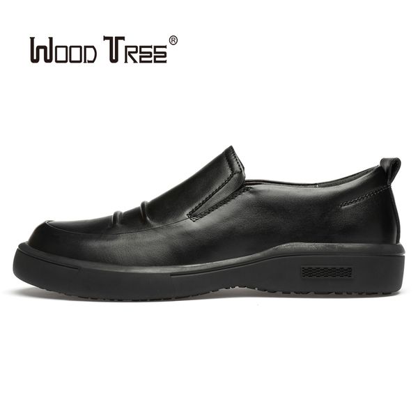 

dress shoes woodtree men's business casual leather comfortable feet office high elastic non-slip, Black