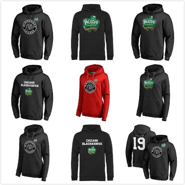 

custom 2019 winter classic logo event pullover hoodie jerseys chicago blackhawks 88 patrick kane hockey jersey, Black;red