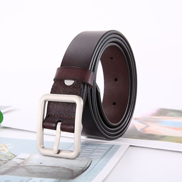 

bekelebolo 2020 new women's pin buckle leather belt casual waistband fashion ins pure cowhide belt for women, Black;brown