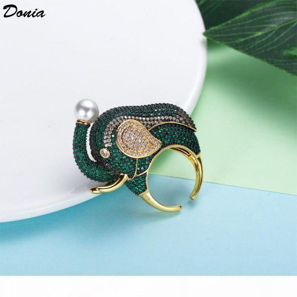 

donia jewelry ring white green purple elephant full zircon ring european and american creative ring gift for men and women, Silver
