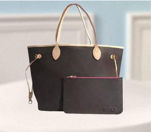 

wholesale fashion brand neverful mm gm with wallet shoulder shopping bag l letter neverful leather handbag white printing purse