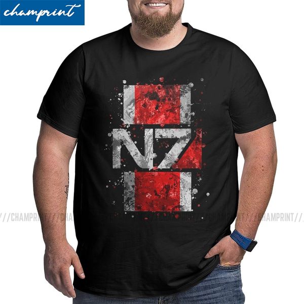 

смешные mass effect n7 splatter t-shirt для мужчин crew neck big tall t рубашка с коротким рукавом тройники printed одежда плюс размер