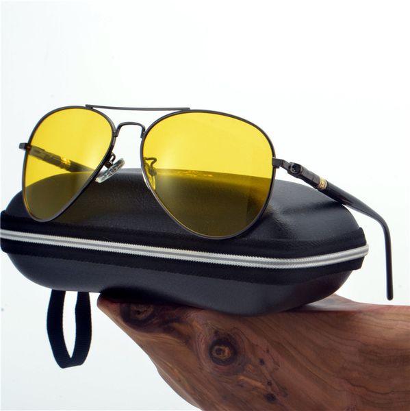 

round yellow polarized day & night vision sunglasses men brand male pilot sun glasses anti-glare driving eyewear with box nx, White;black