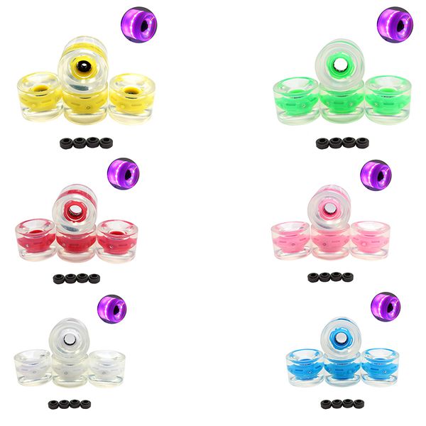 

skateboarding 4pcs 70mm led longboard wheels with magnet ring transparent skateboard skate parts pu