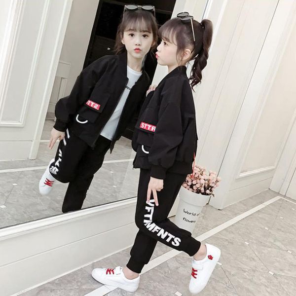 

детская одежда девочка одежда с длинными рукавами куртки + брюки спортивной двухсекционного костюма осенью зима толстым теплый 4-12 лет одеж, Blue;gray