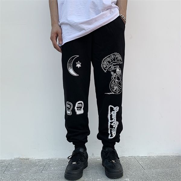 

kanye west pants brain dead gustavo sweatpants men women hip hop cotton season 6 hair coil pants graffiti print trousers, Black