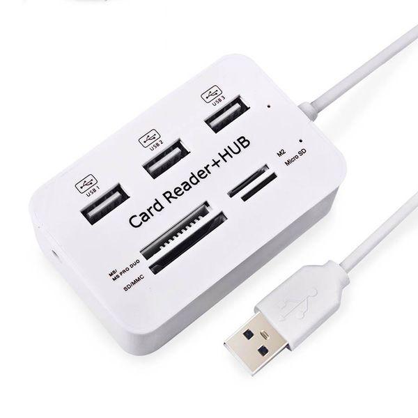 

cgjxsmulti usb 2 .0 hub combo card reader 3 ports high speed usb splitter all in one for ms m2 ,sd /mmc tf