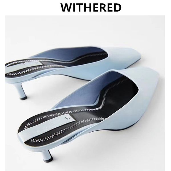 

withered ins fashion blogger shoes women sandals women england office lady simple stiletto high heels slippers shoes woman, Black