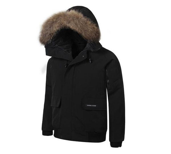 

canada men chilliwack bomber parka down jacket 90% white fabric outdoor coat hooded warm doudoune ing, Black