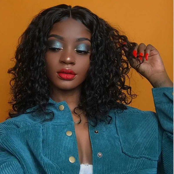 

shinelady short lace part wigs natural black color brazilian remy hair wig wet and wavy short human hair lace wigs for women, Black;brown