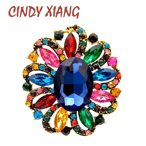 

cindy xiang 6 colors choose rhinstone flower brooches for women large round fashion jewelry brooch pin vintage elegant accessory, Gray