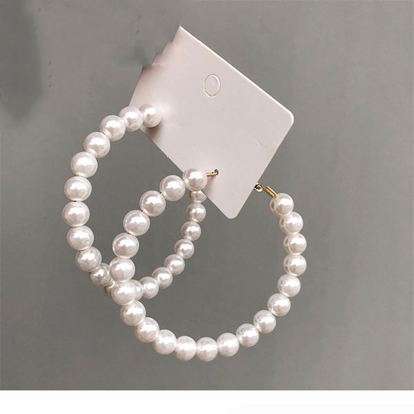 

fashion simulated pearl statement big small hoop earrings for women exaggerate circle earrings personality jewelry gifts, Golden;silver