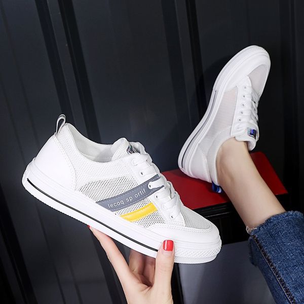 

small white shoes women's 2020 new mesh shoes women's breathable casual sports summer flat bottom all-match mesh, Black