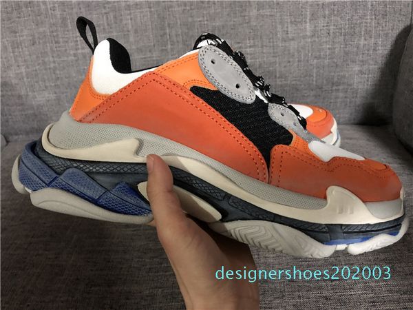 

new orange triple s low-make old sneaker trendy footwear boots mens womens lace up shoes sports casual shoe d03, Black
