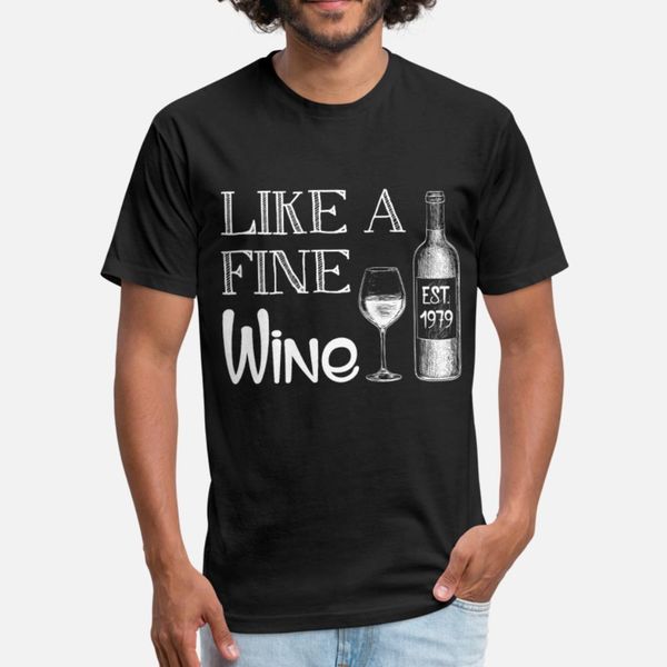 

fine like a wine est 1979 40th birthday gift t shirt men knitted tee shirt round collar original loose comfortable spring autumn family