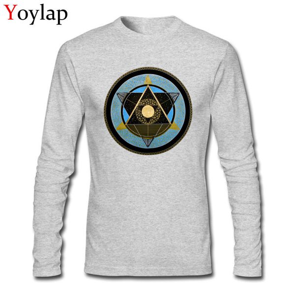

merkaba stylish design men long sleeve tee shirts autumn cotton t-shirt cool geometric pattern printing