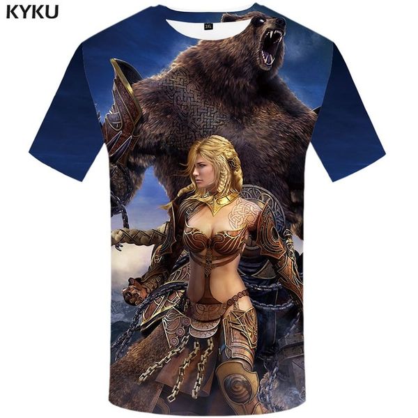 

brand bear character cool beauty animal punk rock 3d print shirts aesthetic graphic harajuku men clothing