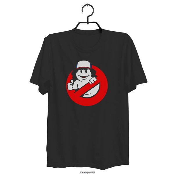 

stranger things dustin ghostbusters economy t-shirt. retro black custom printed hipster t-shirt