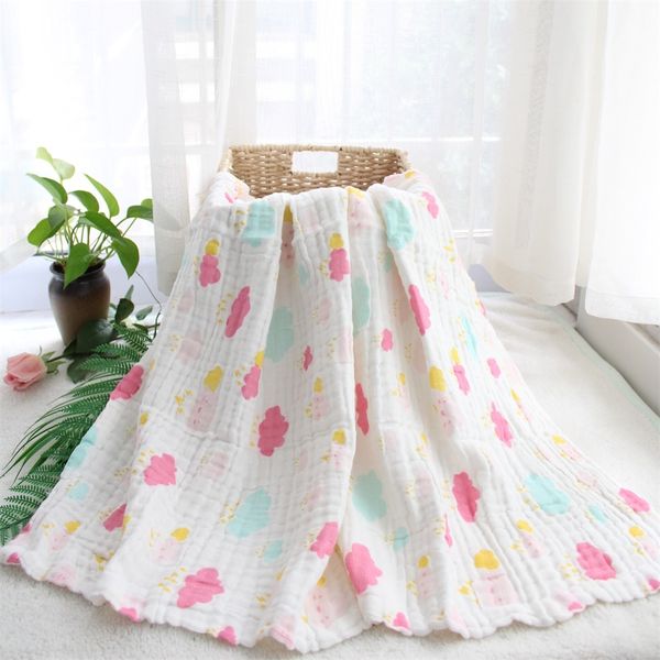 

6 layers cotton unicorn muslin blanket baby swaddle baby summer blanket stroller cover bath towel baby receiving blanket 200925