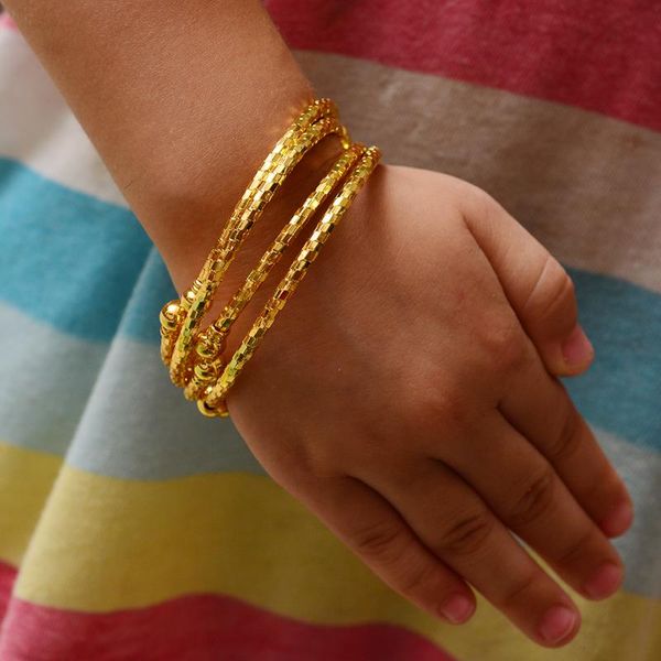 

wando gold color open thread mosaic bangle for baby girl child africa arab ethiopian wedding party bracelet jewelry circlet, Black